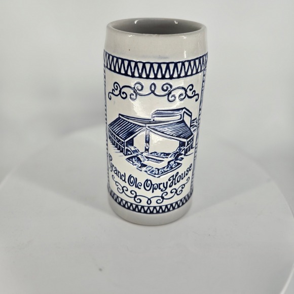Ceramarte Other - Vintage Opryland USA Grand Ole Opry House Beer Stein Ceramarte Brazil Blue White